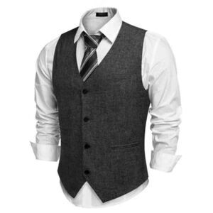 New Men's Casual Vests Lightweight Waistcoat Black